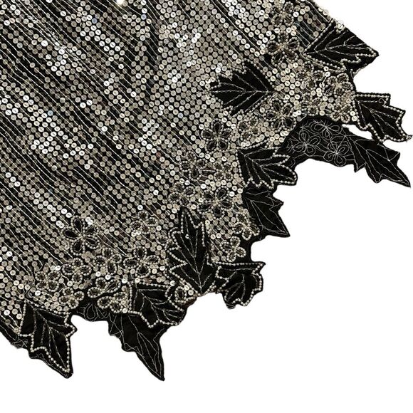 GUNIT Vintage Black/Silver Sequin Pearl Silk Skirt S - Picture 8 of 12